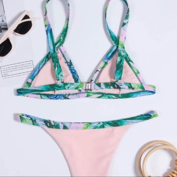 New! Clearance 🔥 Peach Tropical 2pc Bikini Set Swimsuit - Picture 3 of 6